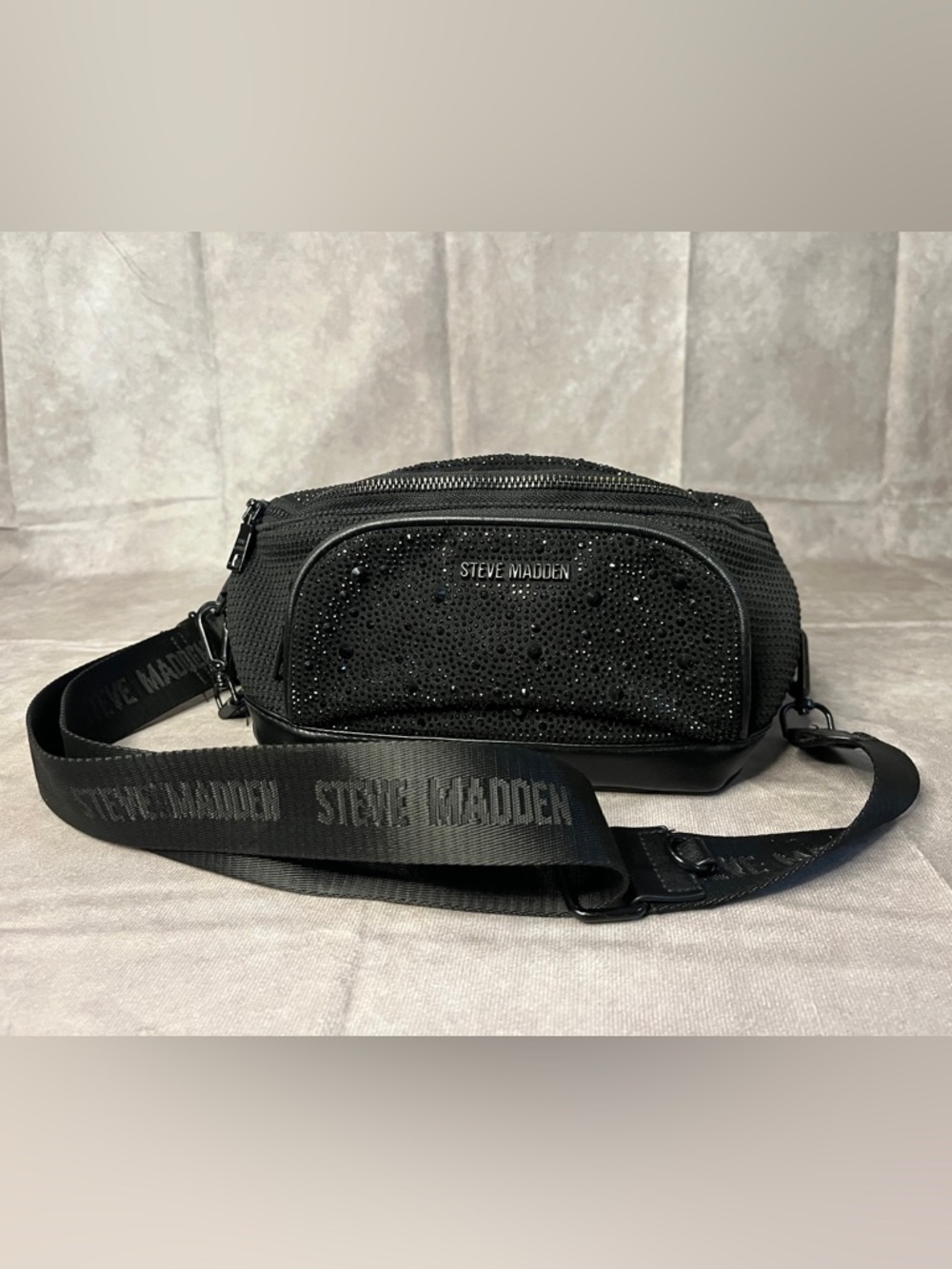 Steve Madden Rhinestone Crossbody Bag Black Y2K Festival Bling